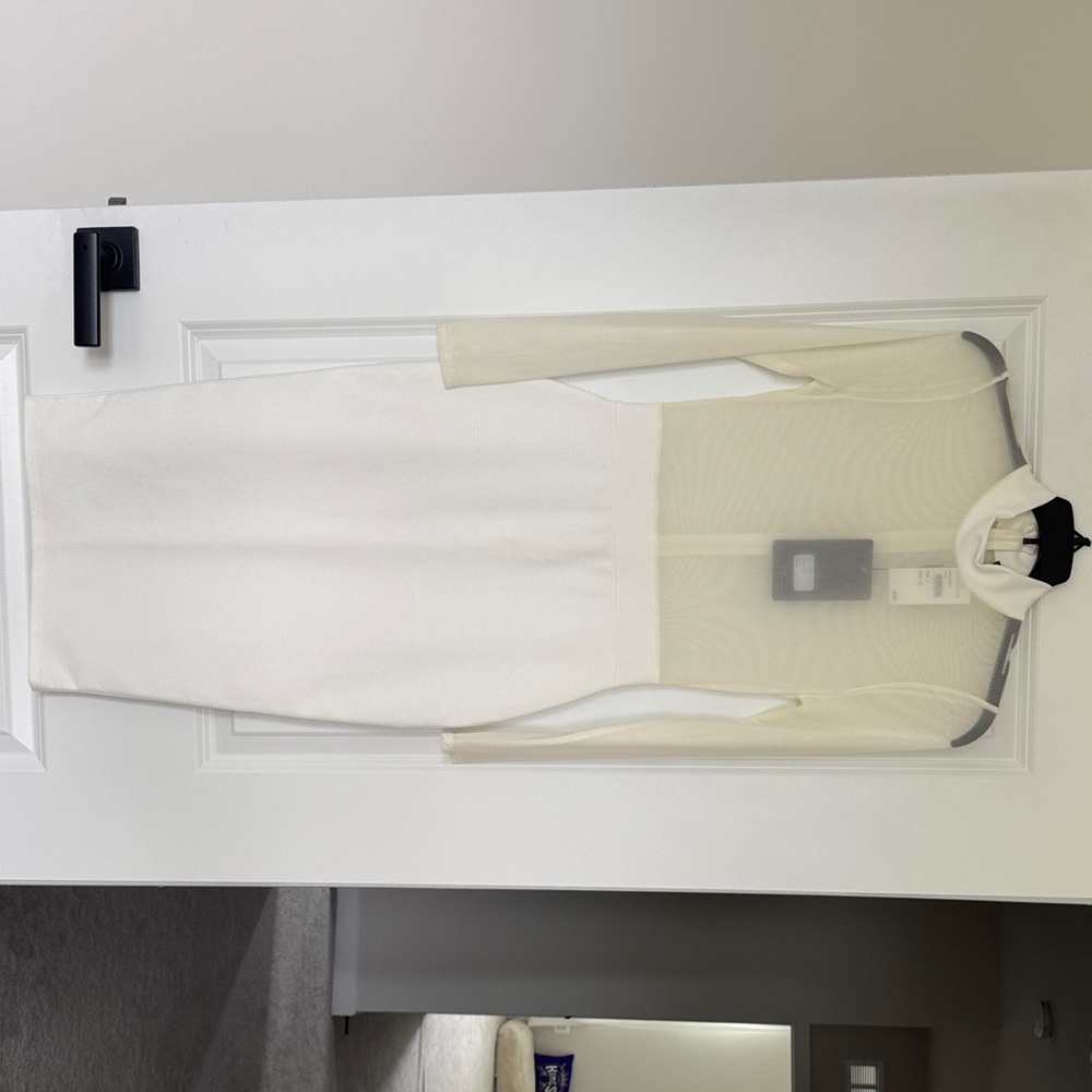 Nordstrom/Misguided Cream Long-Sleeve Mesh bodycon via Dress